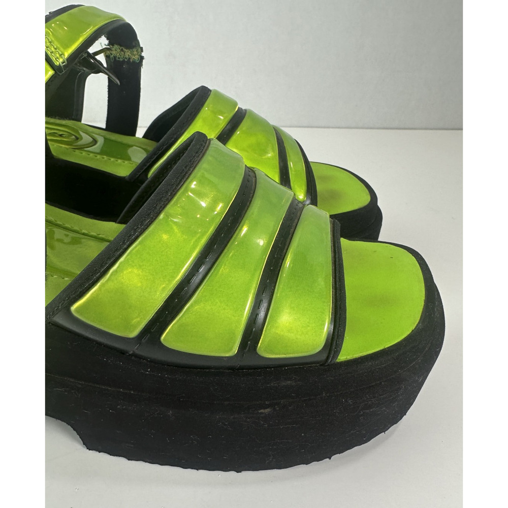 *Damaged* Rare Vtg 90s Skechers Platform Lime Green Chunky Sandals 10 Y2K Rave - Picture 9 of 16
